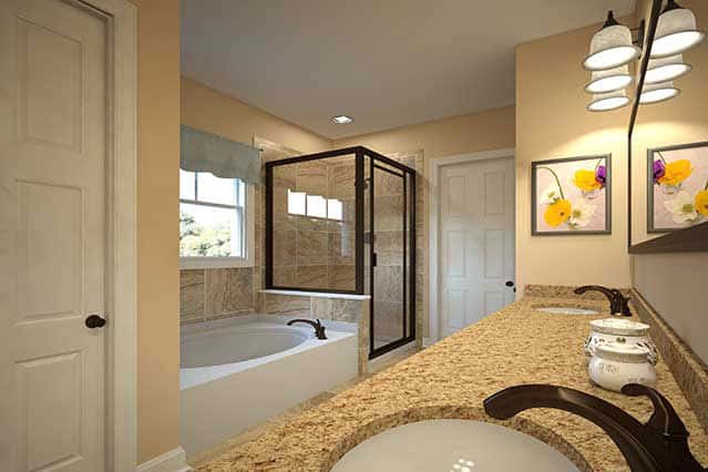 Primary bathroom with large walk-in shower / Primary bathroom with shower and garden tub