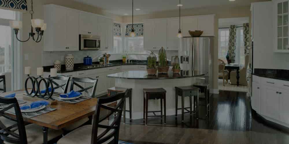Open Beazer kitchen and dining room