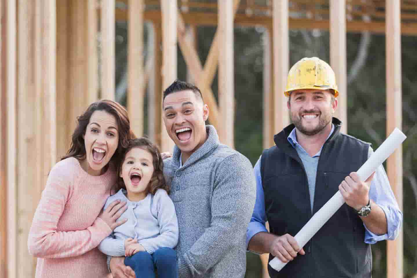 Homeowners seeing their home in framing